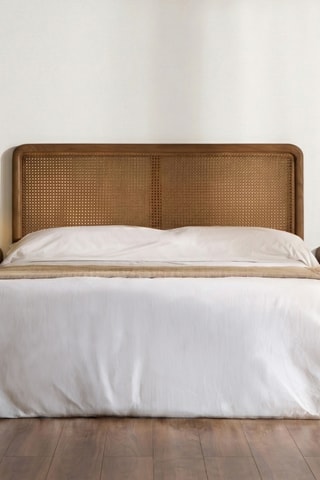 Cabeceira de cama em madeira de sungkai e rotim - 160 x 4,5 x 116 cm