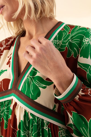 Robe Reine - Beige et vert