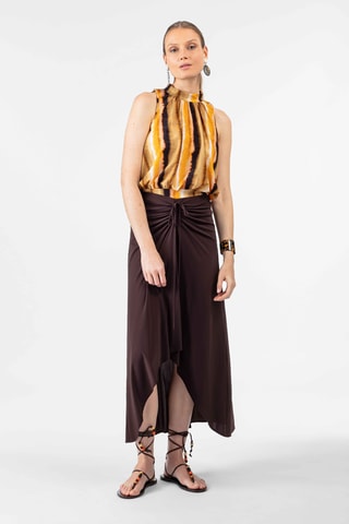 Jupe longue asymétrique Bella - Marron