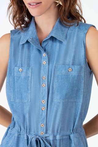 Robe chemise sans manches Bianca - Bleu