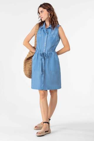 Robe chemise sans manches Bianca - Bleu