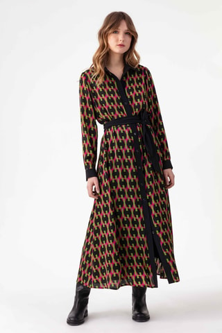Robe - Noir, vert et rose