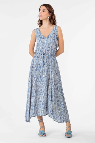 Robe midi sans manches - Bleu