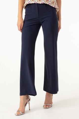 Pantalon droit en lin - Bleu marine