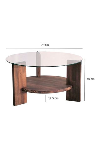 Table basse Mahal - Plateau en verre trempé et structure en bois - 75 x 40 x 75 cm