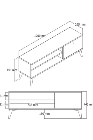 Meuble TV 1 abattant - 120 x 45 x 30 cm