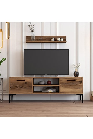 Meuble TV 2 abattants Riga - 140 x 48 x 30 / 80 x 14,2 x 13,6 cm
