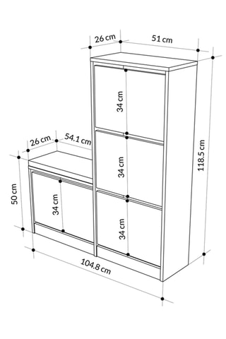 Meuble à chaussures Dude - 105 x 118,5 x 26 cm