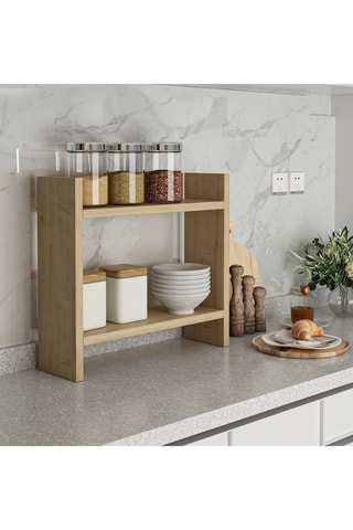 Etagère de cuisine 2 niveaux - Imitation bois