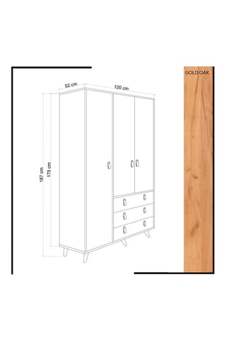 Armoire 3 portes et 3 tiroirs - 120 x 187 x 52 cm
