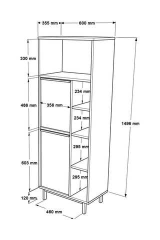 Meuble de rangement 2 portes - 60 x 161,6 x 35,5 cm