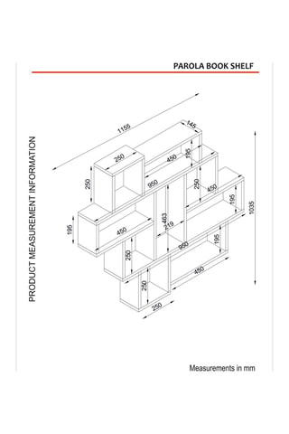 Etagère murale 4 niveaux Parola - 115,5 x 103,5 x 15 cm