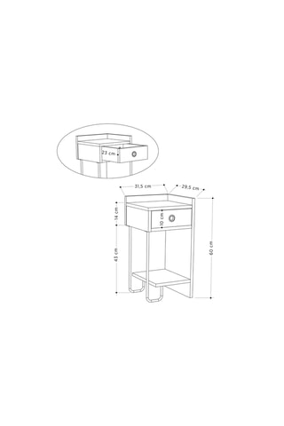 Table de chevet 1 tiroir - 60 x 31,5 x 29,5 cm
