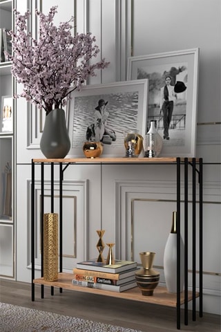 Meuble d'entrée Verona - Imitation bois - 90 x 80 x 26 cm