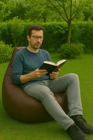 Pouf Deri Armut - Marron - En polyester et synthétique