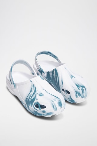 Sandalen met tie and dye motief Wit en Indigoblauw