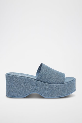 Mules plateformes en jean - Bleu clair