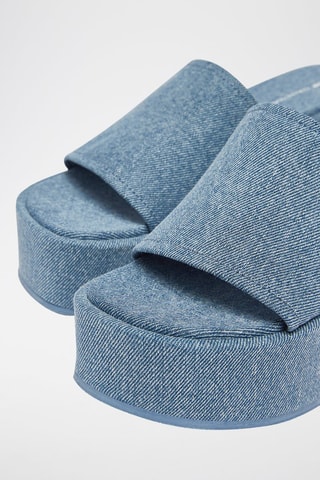 Mules plateformes en jean - Bleu clair