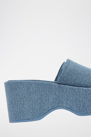 Mules plateformes en jean - Bleu clair