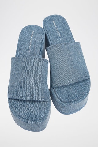 Mules plateformes en jean - Bleu clair