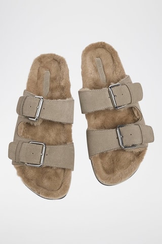 Leren Gevoerde Muiltjes - Beige