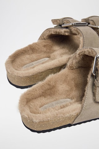 Leren Gevoerde Muiltjes - Beige