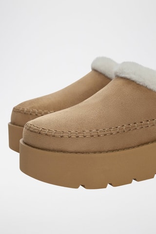 Gevoerde Platform Clogs Beige