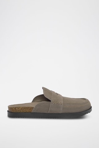 Sabot in pelle scamosciata - Taupe