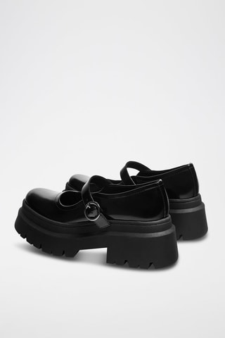 Gelakte Platform Mary Janes - Zwart