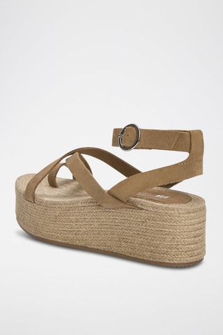 Nubuck Platform Sandalen - Bruin