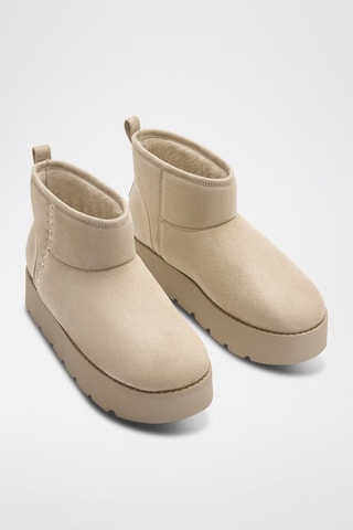 Gevoerde Enkellaarzen - Beige