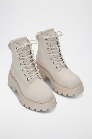 Gevoerde Enkellaarzen - Beige