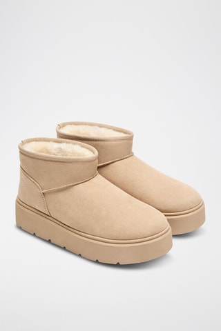 Gevoerde Platform Enkellaarzen - Beige