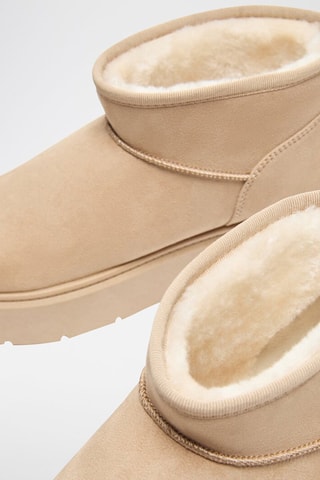 Gevoerde Platform Enkellaarzen - Beige