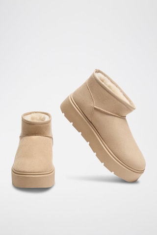 Gevoerde Platform Enkellaarzen - Beige