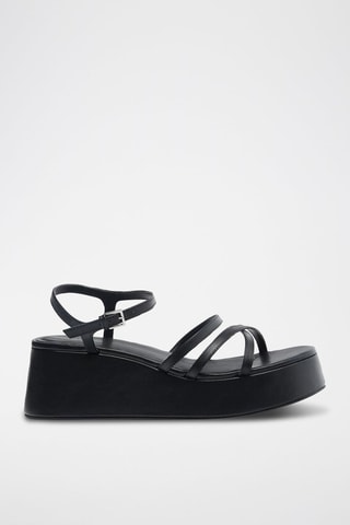 Sandalen met Sleehak - Zwart
