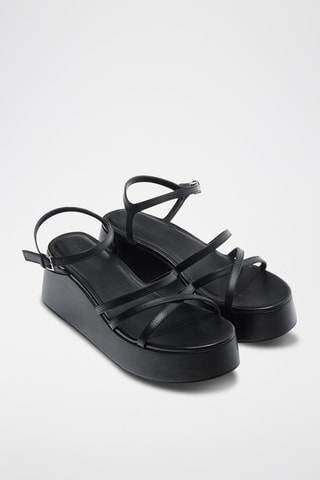 Sandalen met Sleehak - Zwart