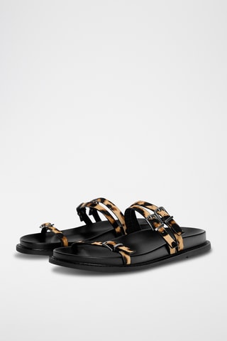 Mules en cuir - Noir et beige