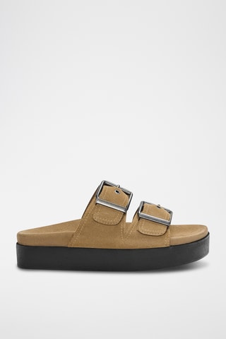 Mules en nubuck - Marron clair