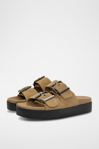 Mules en nubuck - Marron clair