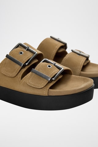 Mules en nubuck - Marron clair