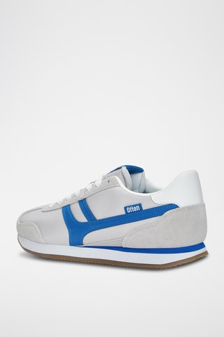 Leren Sneakers - Lichtgrijs en Koningsblauw