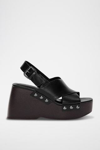 Sandalen met Sleehak - Zwart