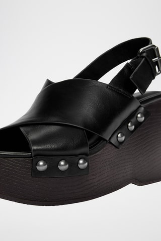 Sandalen met Sleehak - Zwart