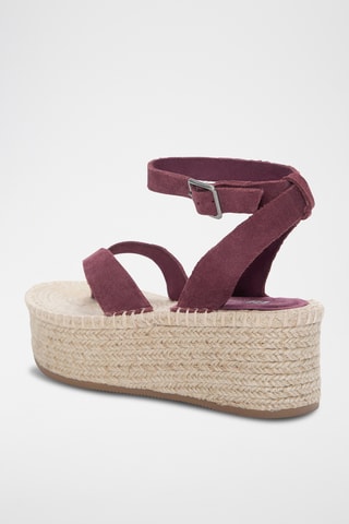 Leren Platform Sandalen - Bordeauxrood