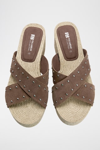 Nubuck Muiltjes met Sleehak - Bruin