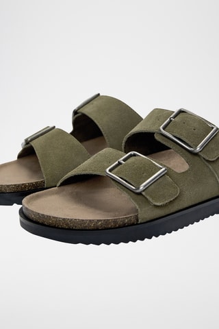 Mules en nubuck - Kaki