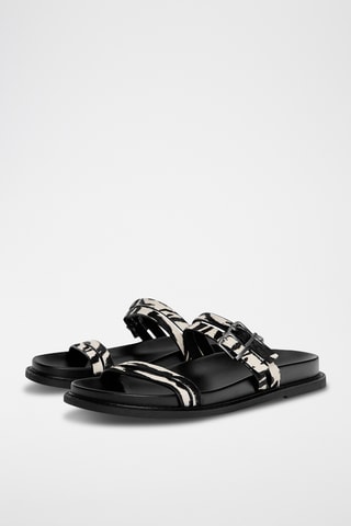 Mules en cuir - Blanc et noir