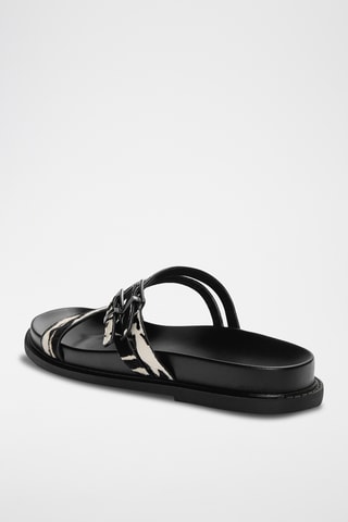 Mules en cuir - Blanc et noir