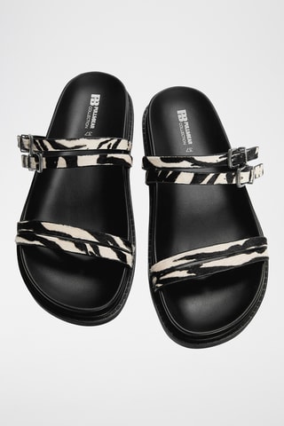 Mules en cuir - Blanc et noir